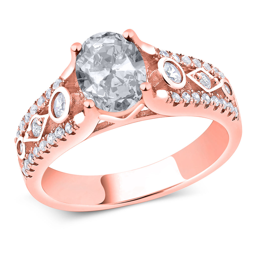 White Topaz - November_8_Ring in 925 Rose Gold Plated Silver
