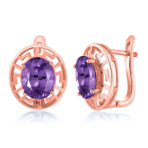 Amethyst - February_Earrings in 925 Rose Gold Plated Silver