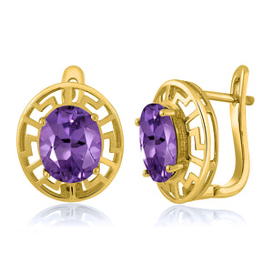 Amethyst - February_Earrings in 925 Yellow Gold Plated Silver