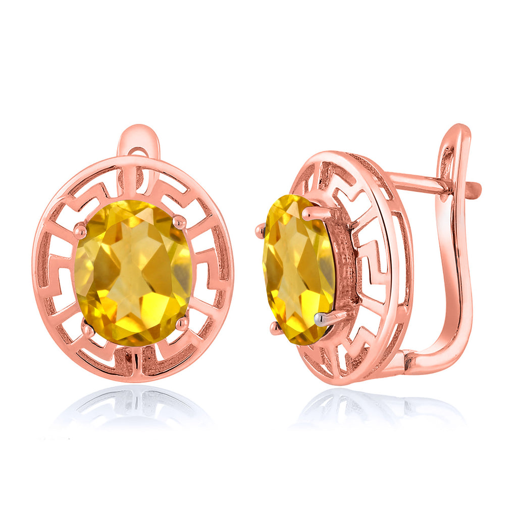 Citrine - November_Earrings in 925 Rose Gold Plated Silver