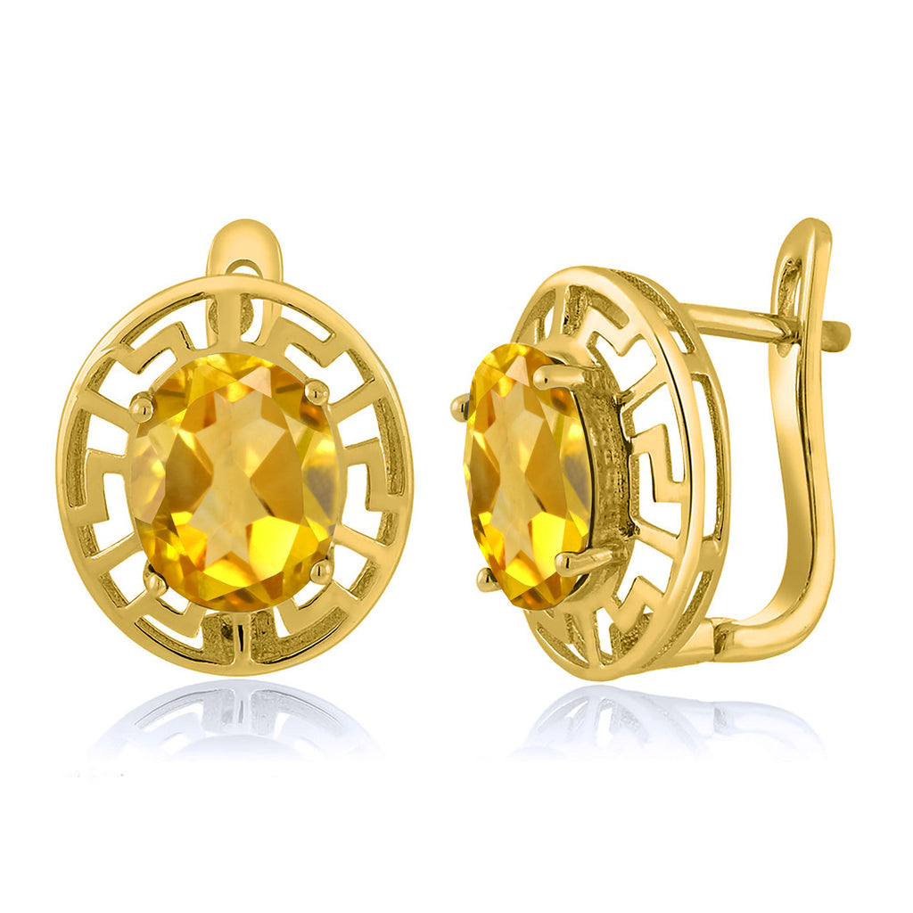 Citrine - November_Earrings in 925 Yellow Gold Plated Silver