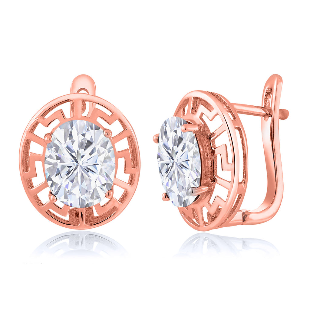 White Moissanite - April_Earrings in 925 Rose Gold Plated Silver