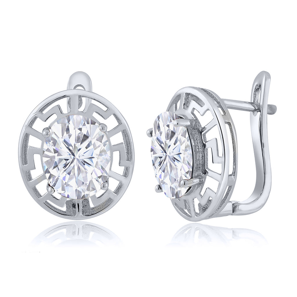 White Moissanite - April_Earrings in 925 Sterling Silver