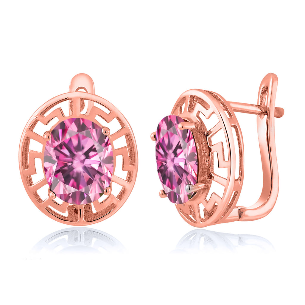 Pink Moissanite - April_Earrings in 925 Rose Gold Plated Silver