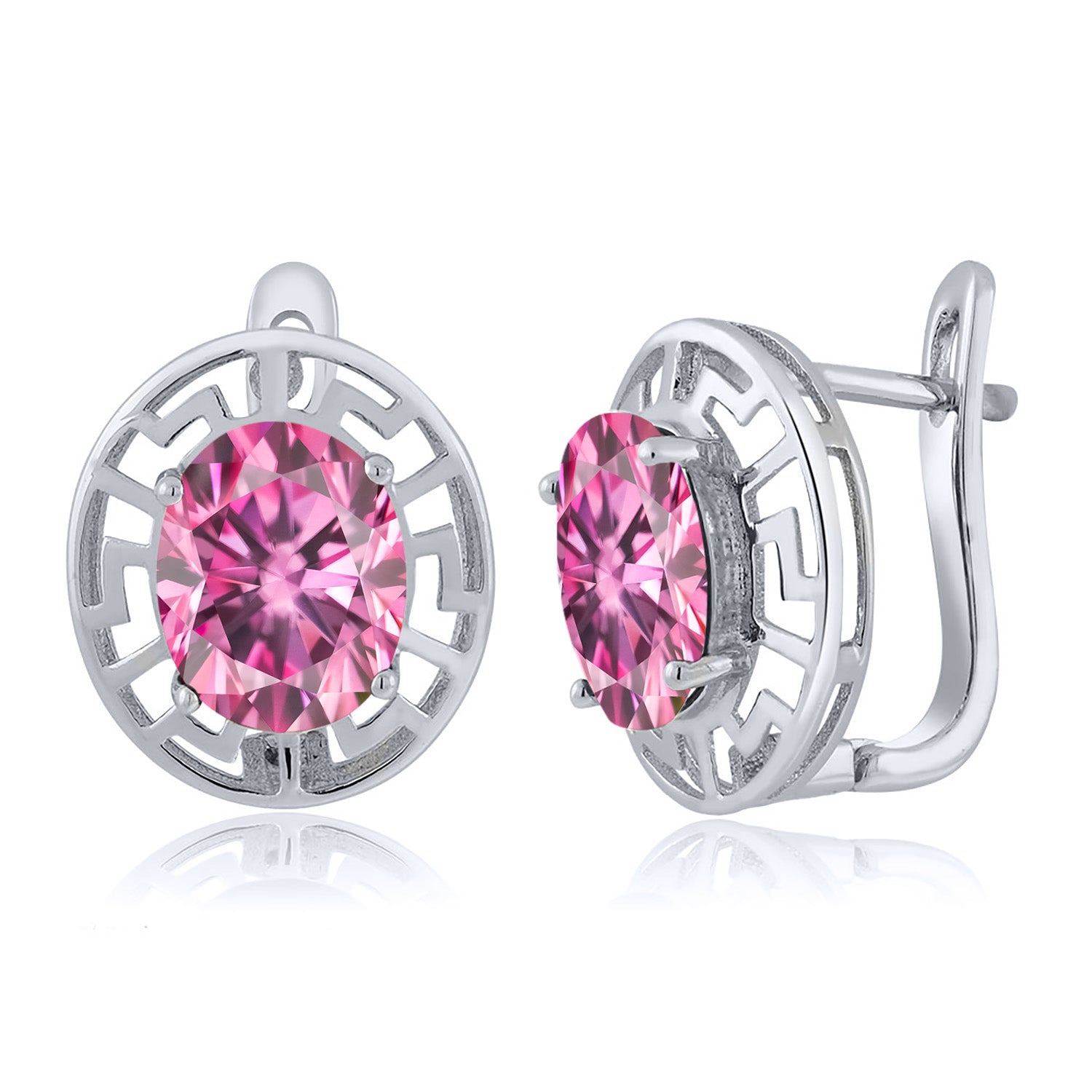 Pink Moissanite - April_Earrings in 925 Sterling Silver