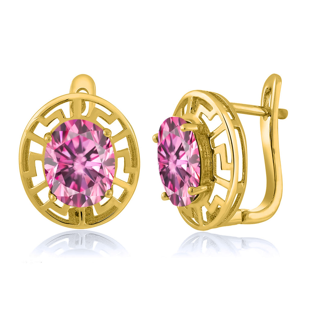 Pink Moissanite - April_Earrings in 925 Yellow Gold Plated Silver