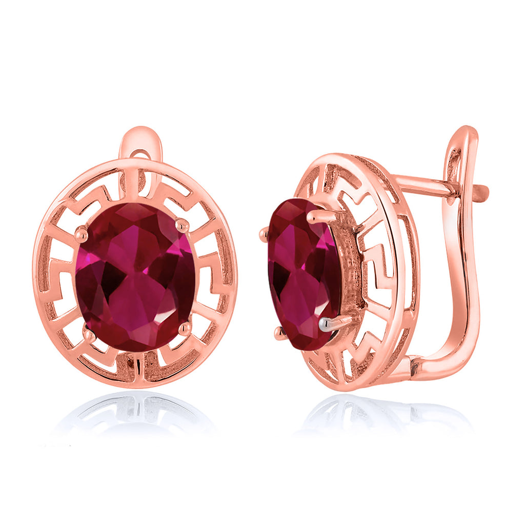 Created Ruby - July_Earrings in 925 Rose Gold Plated Silver