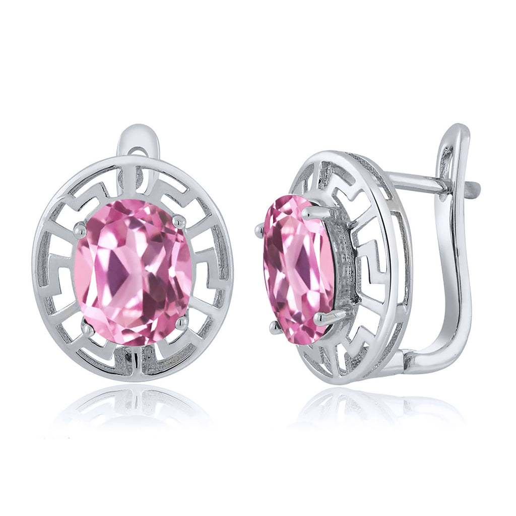 Light Pink Created Sapphire - September_Earrings in 925 Sterling Silver