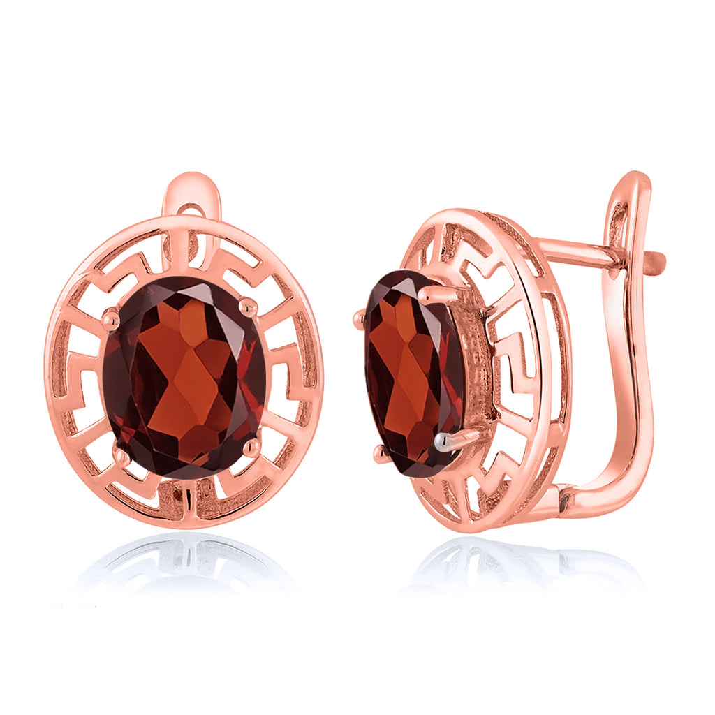 Garnet - January_Earrings in 925 Rose Gold Plated Silver