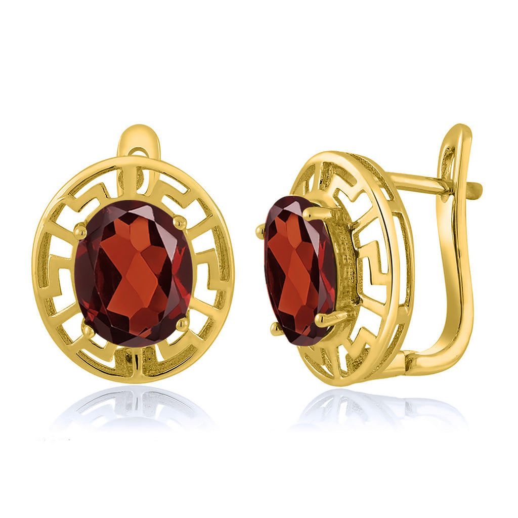 Garnet - January_Earrings in 925 Yellow Gold Plated Silver