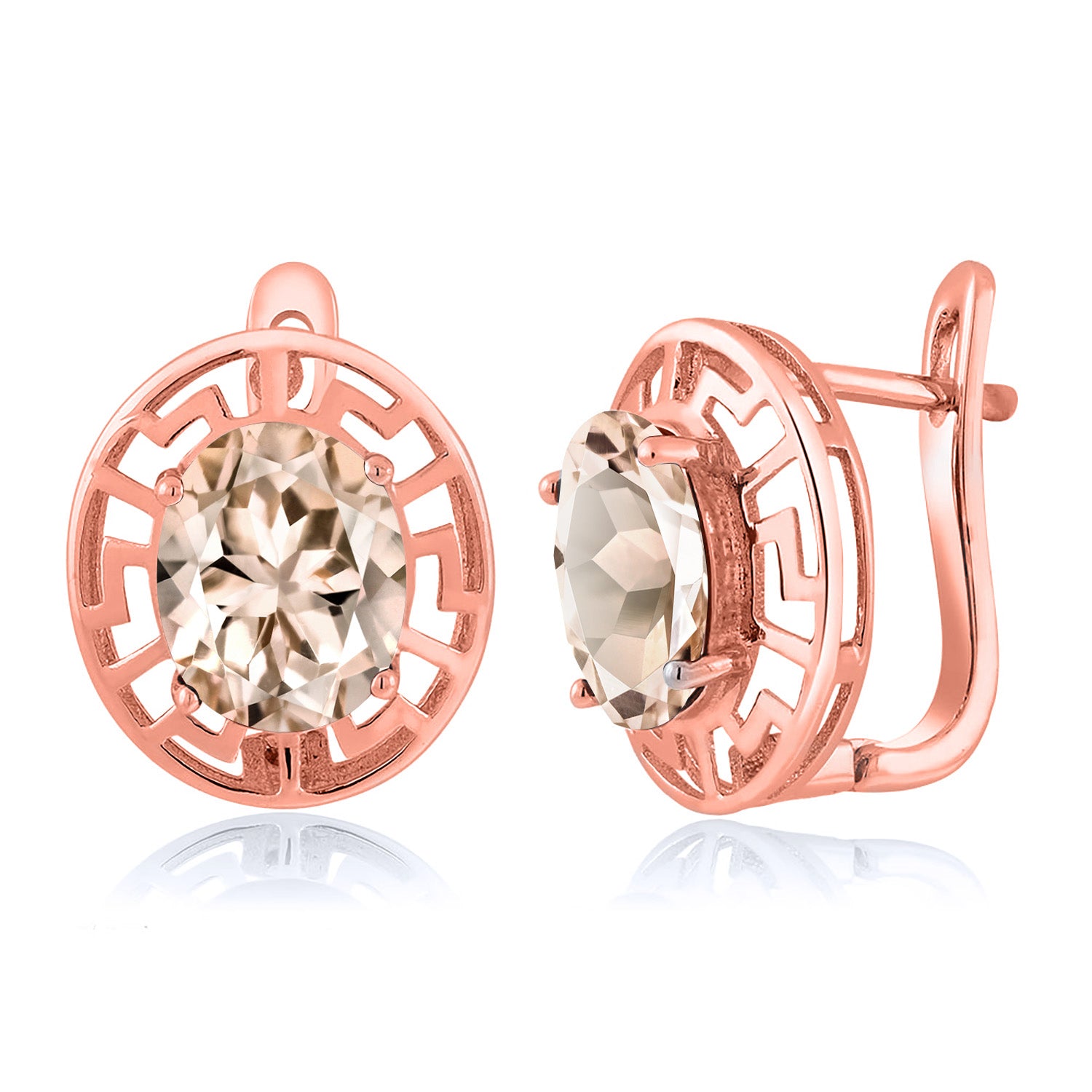 Morganite - October_Earrings in 925 Rose Gold Plated Silver
