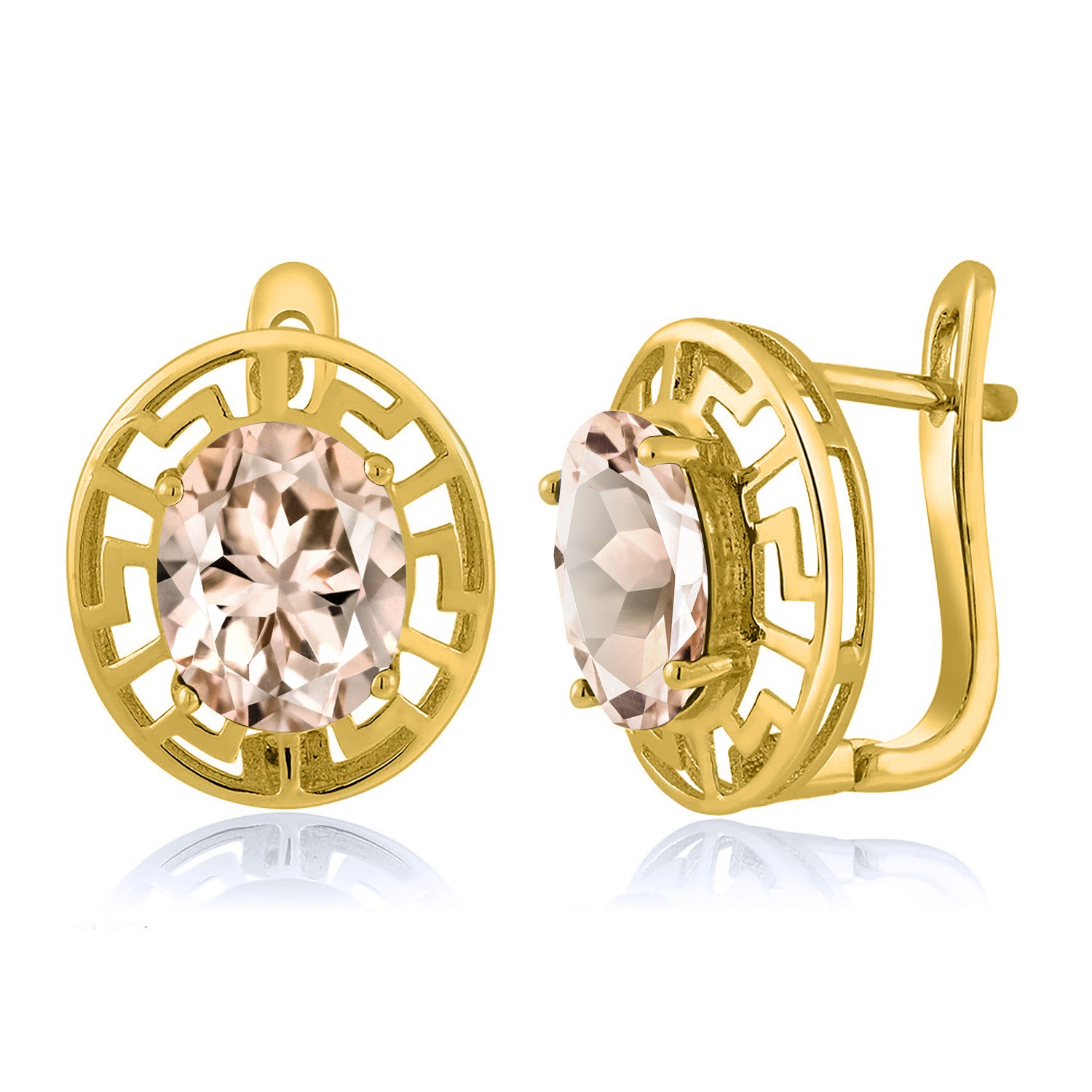 Morganite - October_Earrings in 925 Yellow Gold Plated Silver
