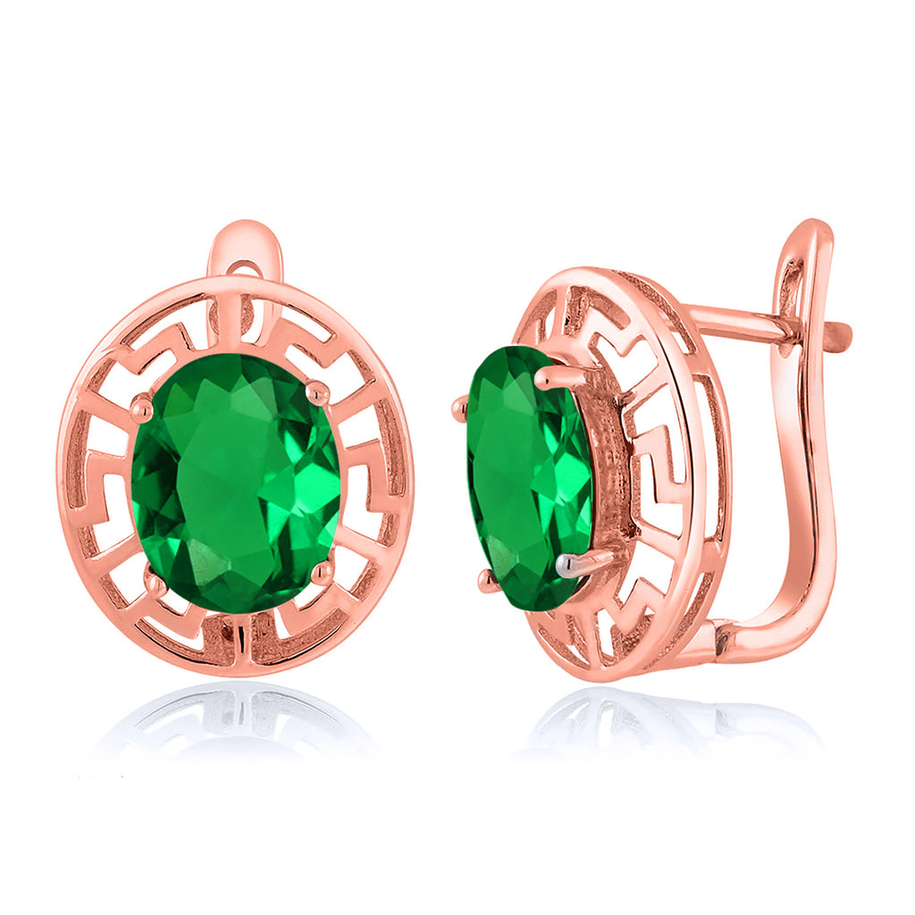 Nano Emerald - May_Earrings in 925 Rose Gold Plated Silver