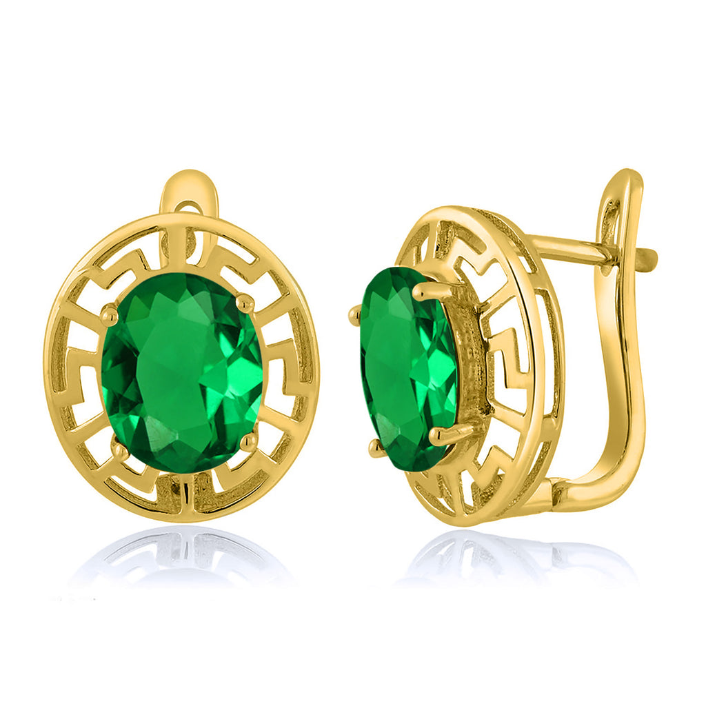 Nano Emerald - May_Earrings in 925 Yellow Gold Plated Silver
