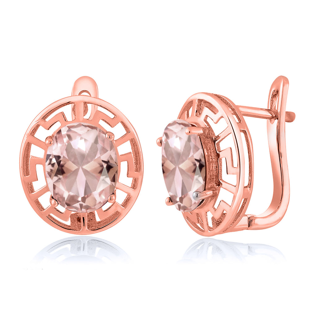 Nano Morganite - October_Earrings in 925 Rose Gold Plated Silver