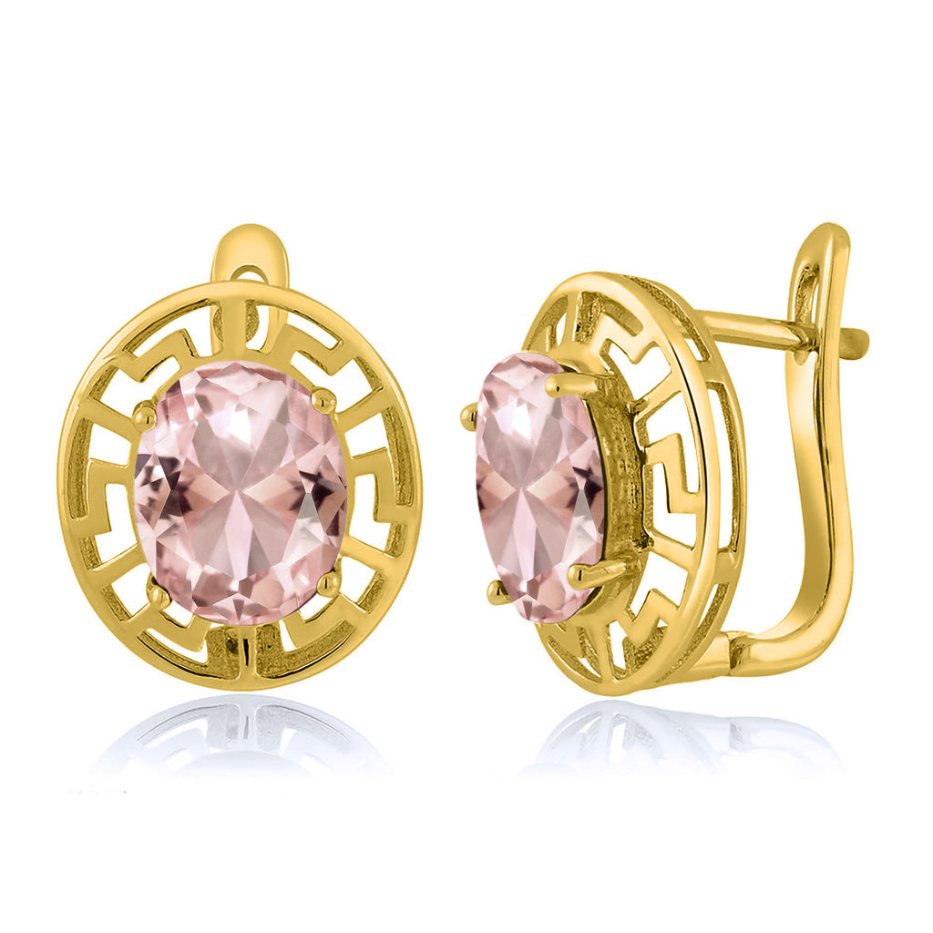 Nano Morganite - October_Earrings in 925 Yellow Gold Plated Silver