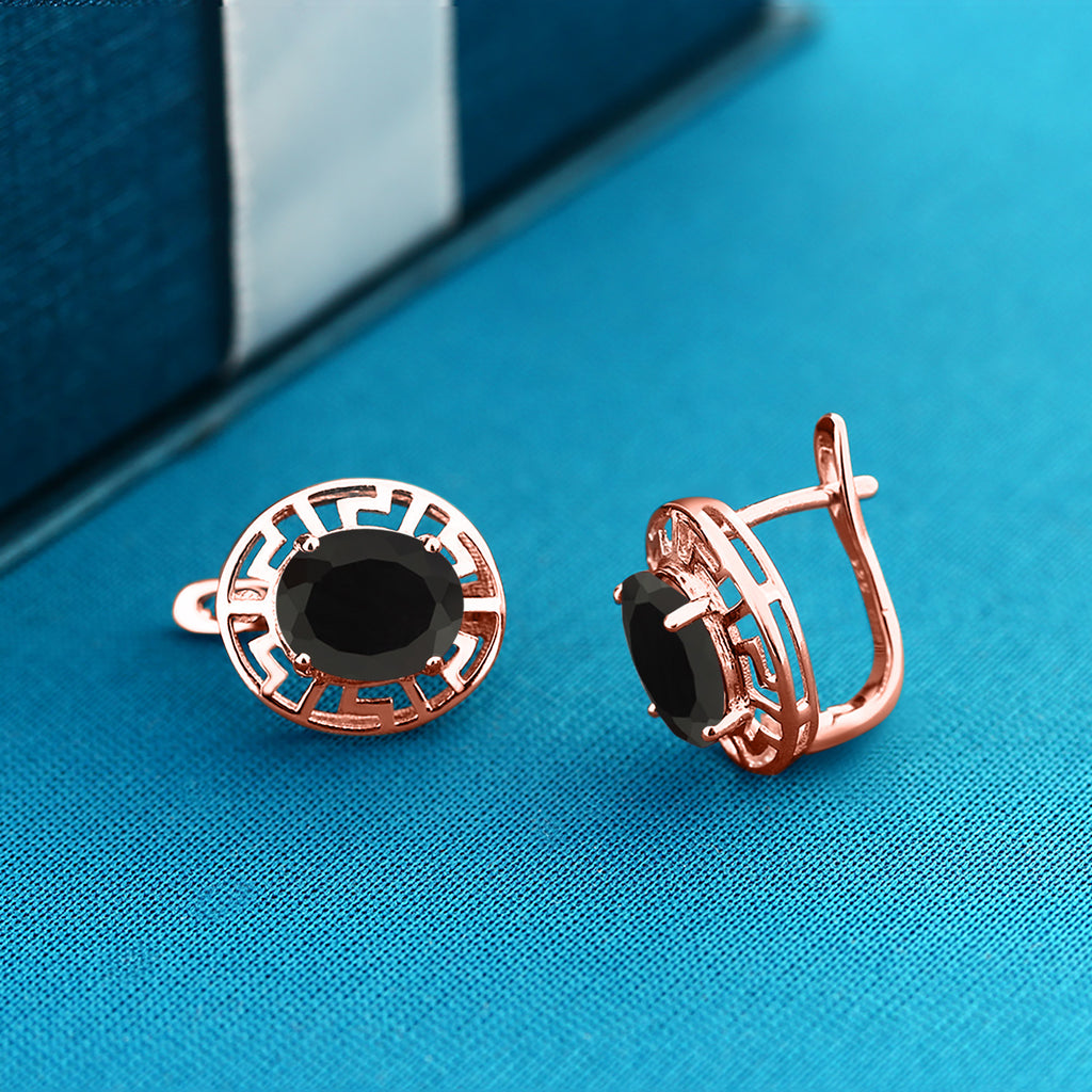 Onyx - December_Earrings in 925 Rose Gold Plated Silver