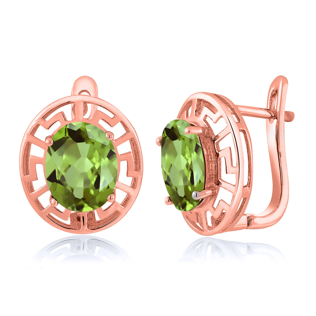 Peridot - August_Earrings in 925 Rose Gold Plated Silver