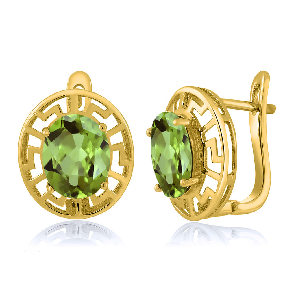 Peridot - August_Earrings in 925 Yellow Gold Plated Silver