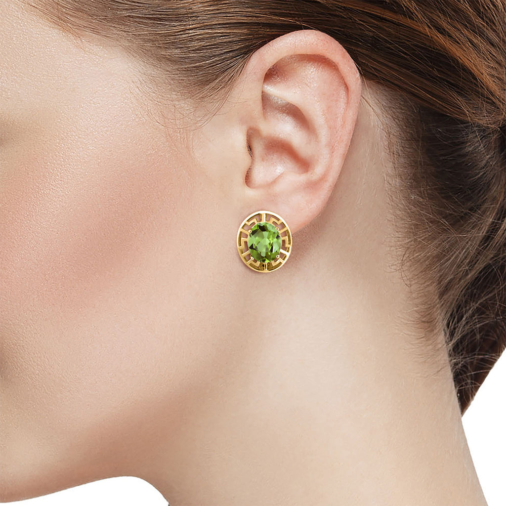 Peridot - August_Earrings in 925 Yellow Gold Plated Silver