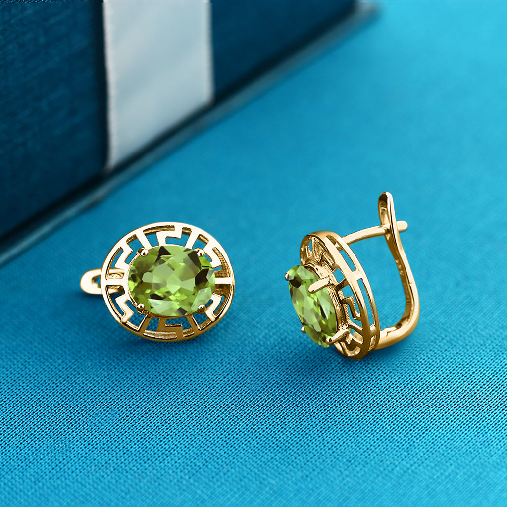 Peridot - August_Earrings in 925 Yellow Gold Plated Silver