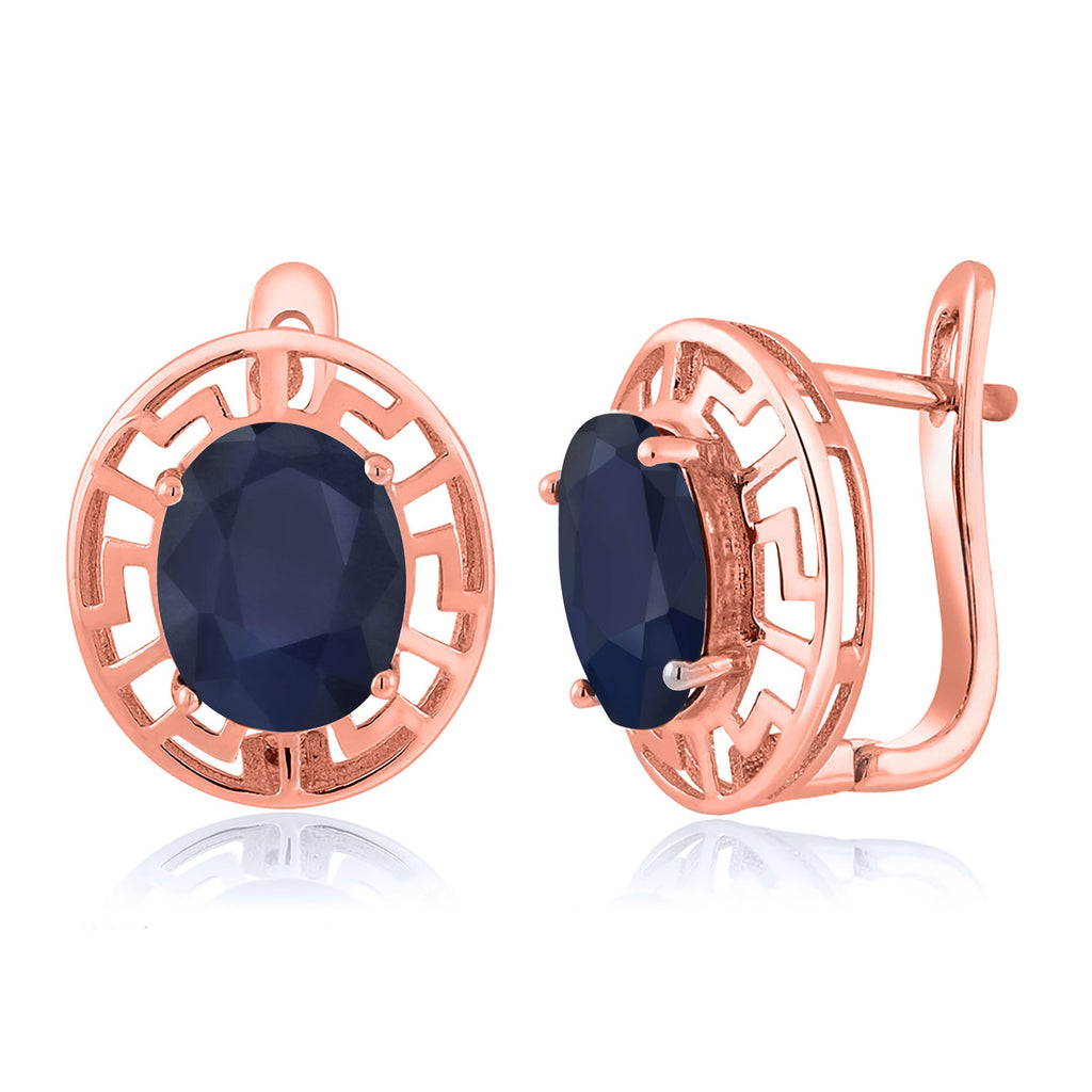 Blue Sapphire - September_Earrings in 925 Rose Gold Plated Silver