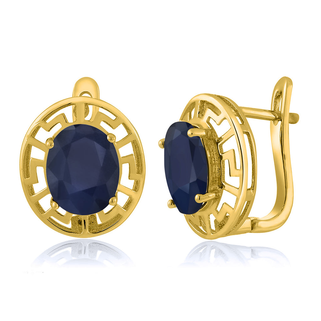 Blue Sapphire - September_Earrings in 925 Yellow Gold Plated Silver