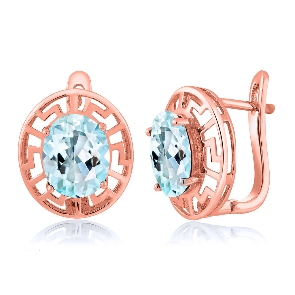 Sky Blue Topaz - November_Earrings in 925 Rose Gold Plated Silver