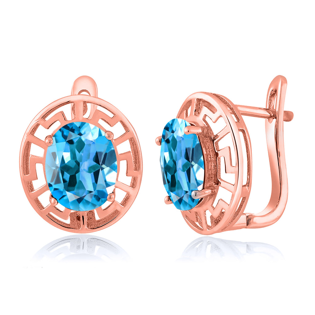 Swiss Blue Topaz - November_Earrings in 925 Rose Gold Plated Silver