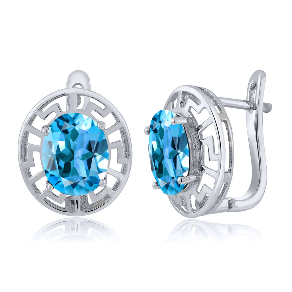 Swiss Blue Topaz - November_Earrings in 925 Sterling Silver