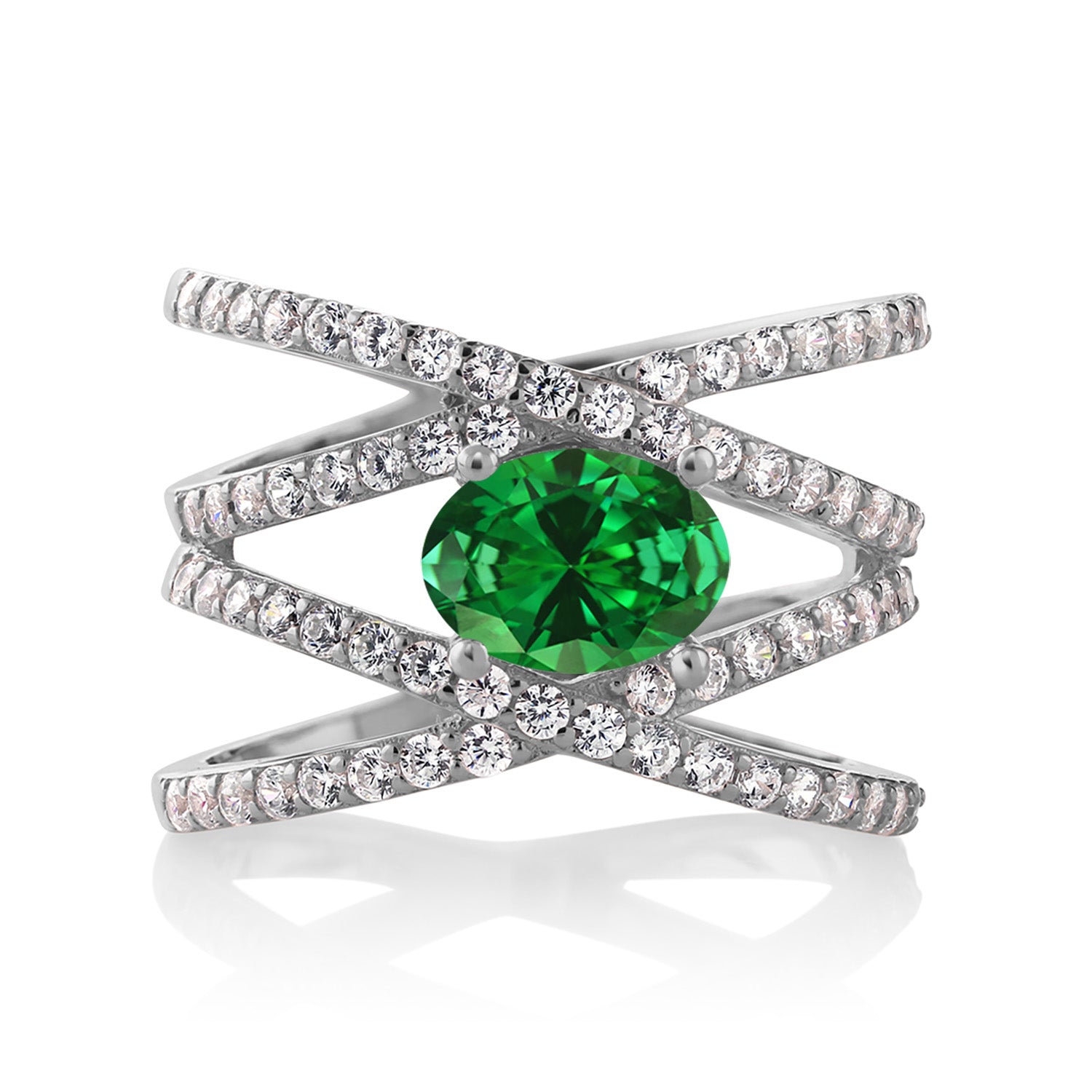 Created Emerald - May_9_Ring in 925 Sterling Silver