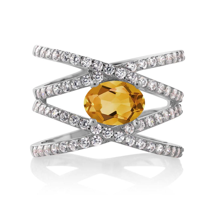 Citrine_5_Ring in 925 Sterling Silver