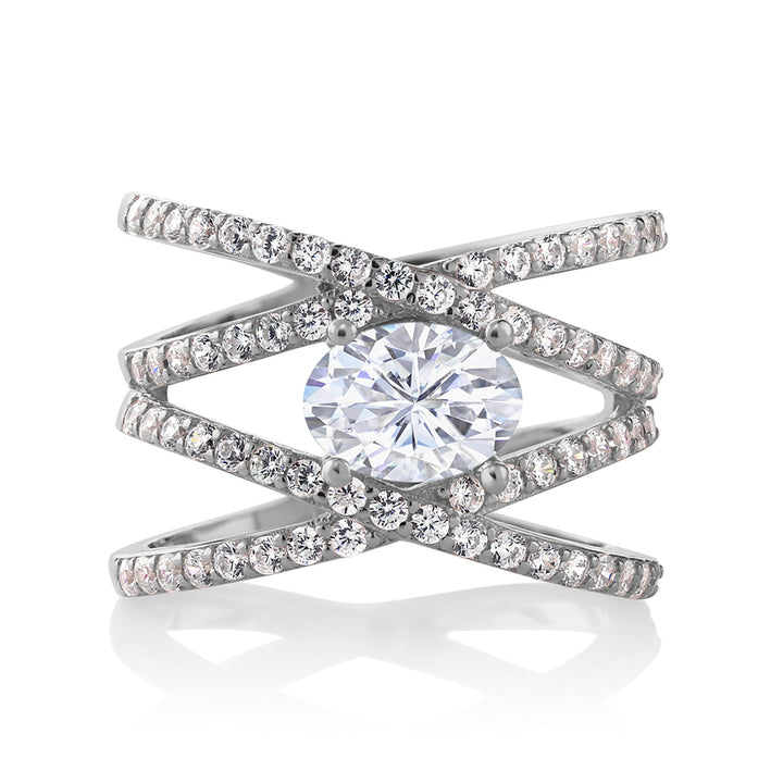 White Moissanite_5_Ring in 925 Sterling Silver