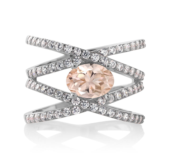 Morganite_5_Ring in 925 Sterling Silver