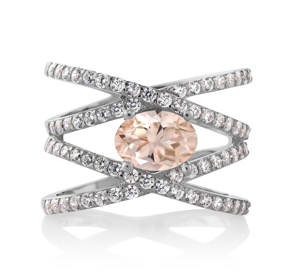 Morganite_7_Ring in 925 Sterling Silver