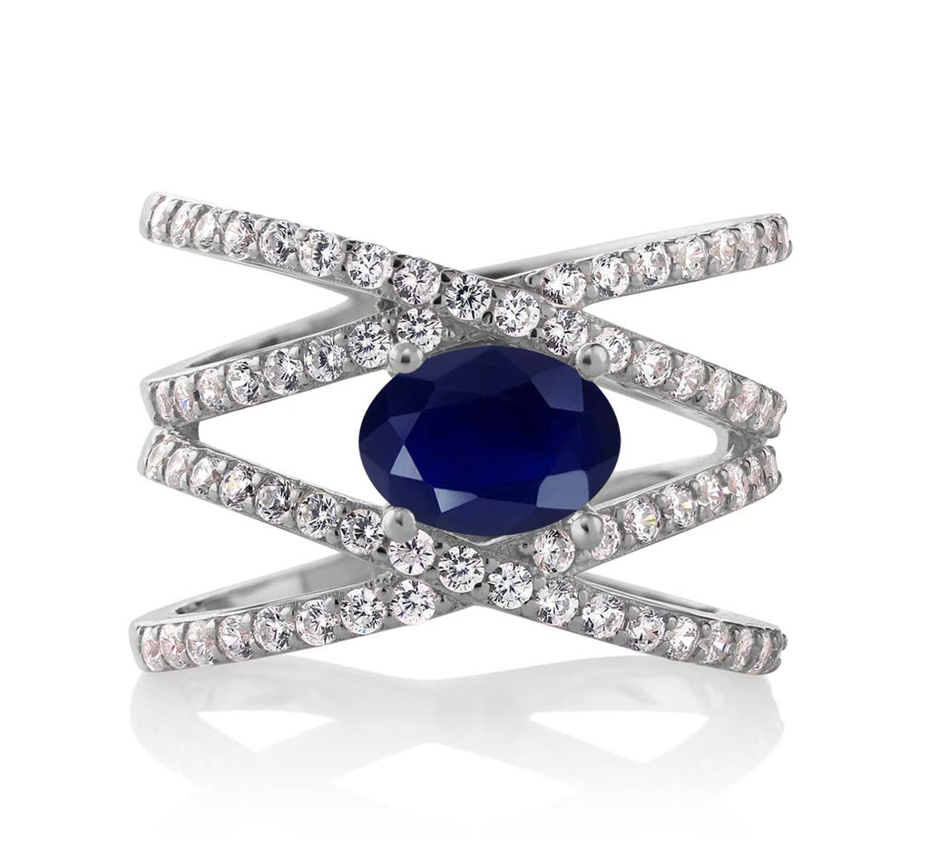 Blue Sapphire_7_Ring in 925 Sterling Silver