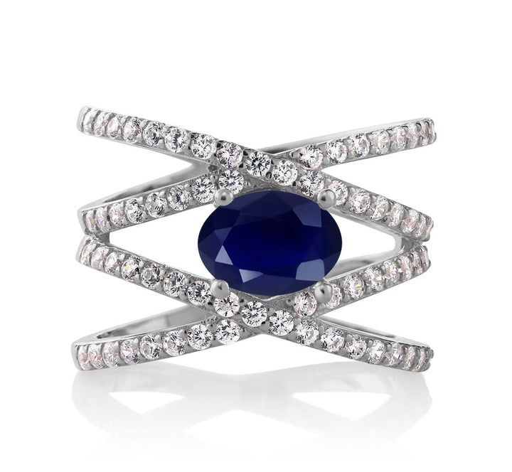 Blue Sapphire_5_Ring in 925 Sterling Silver