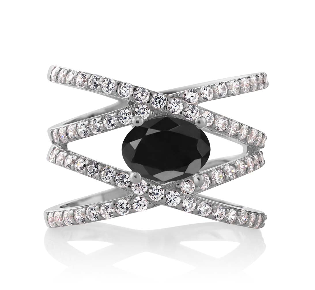 Black Sapphire - September_8_Ring in 925 Sterling Silver
