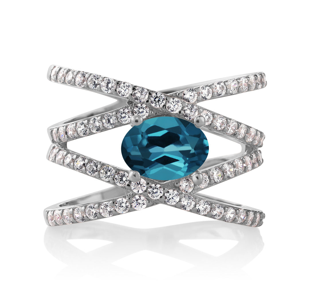 London Blue Topaz - November_7_Ring in 925 Sterling Silver