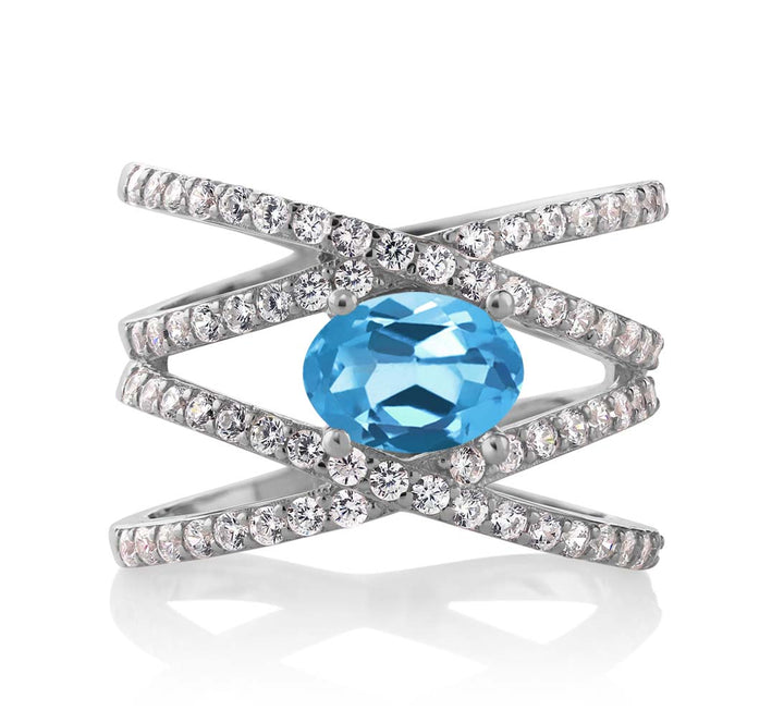 Swiss Blue Topaz - November_5_Ring in 925 Sterling Silver
