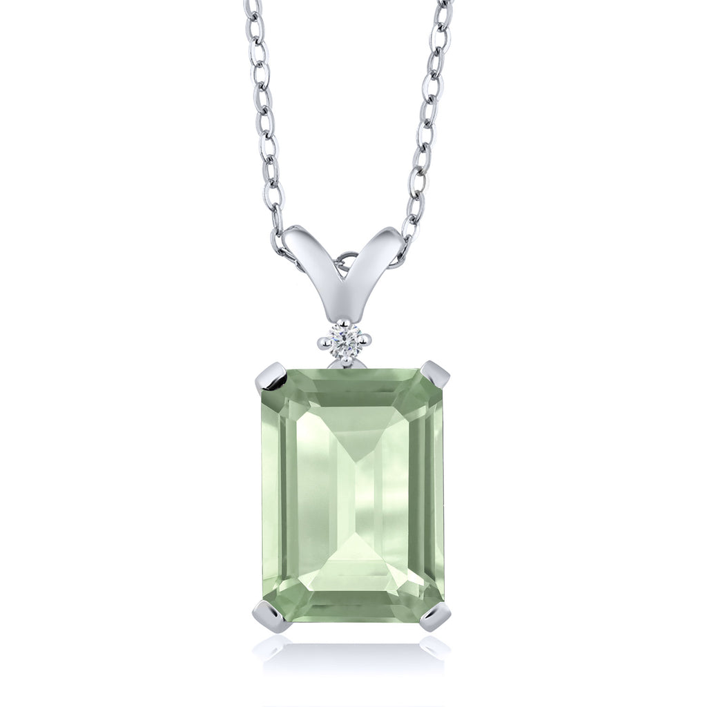 Prasiolite and Diamond_Pendant in 925 Sterling Silver