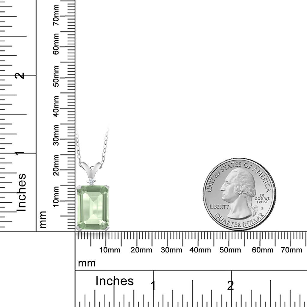 Prasiolite and Diamond_Pendant in 925 Sterling Silver