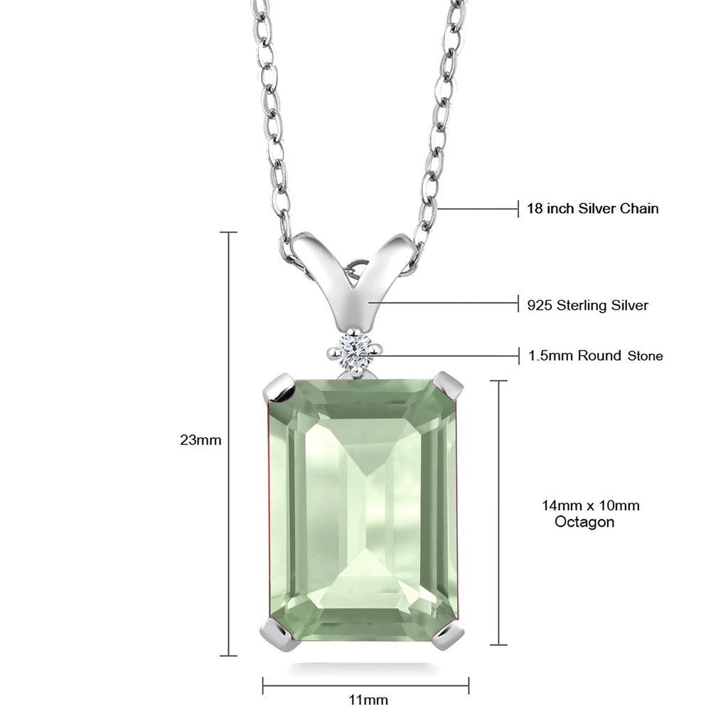 Prasiolite and Diamond_Pendant in 925 Sterling Silver