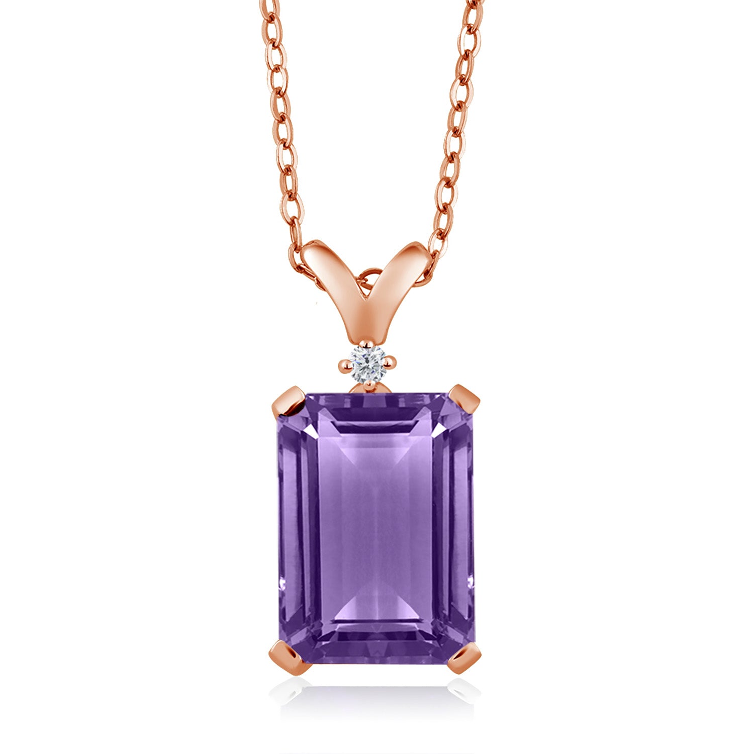 Amethyst - February_Pendant in 925 Rose Gold Plated Silver