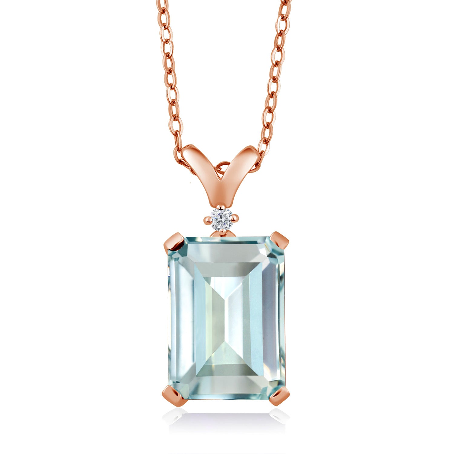 Created Aquamarine - March_Pendant in 925 Rose Gold Plated Silver