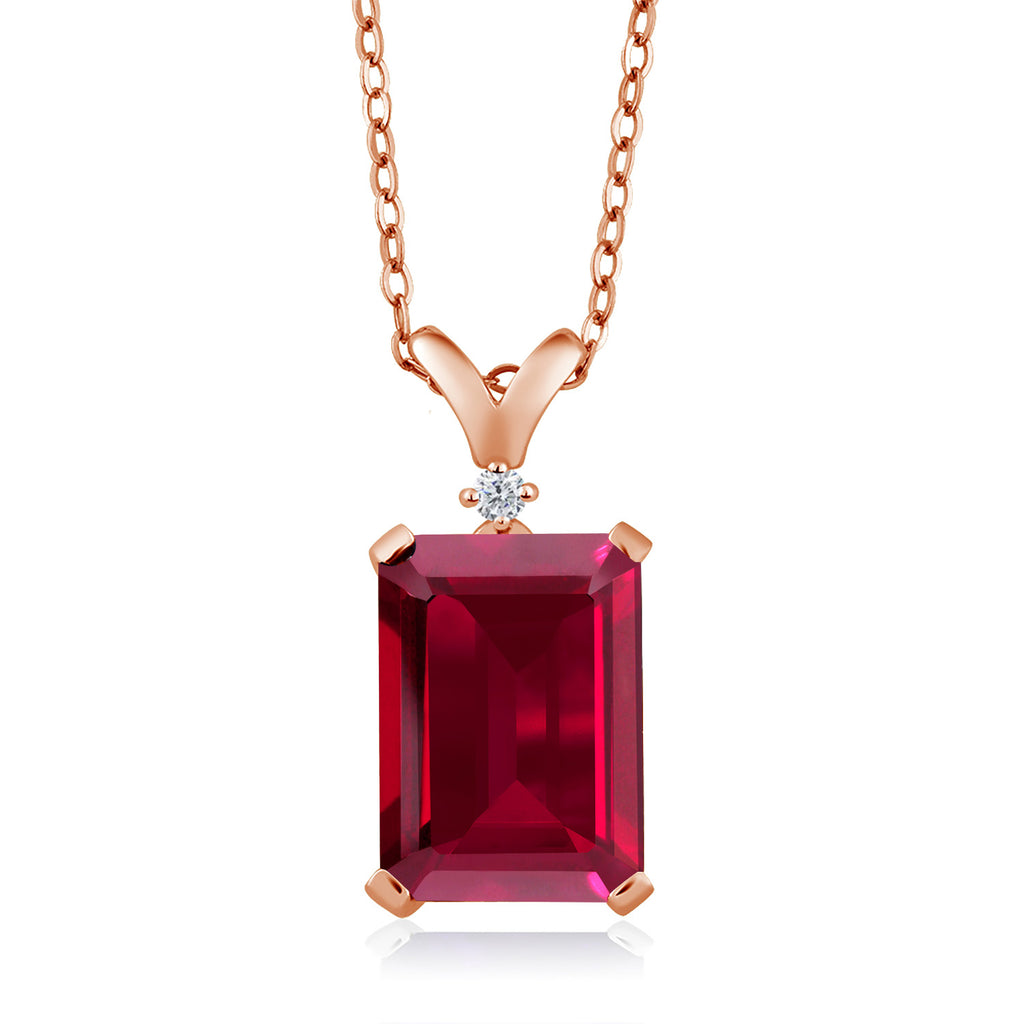 Created Ruby - July_Pendant in 925 Rose Gold Plated Silver