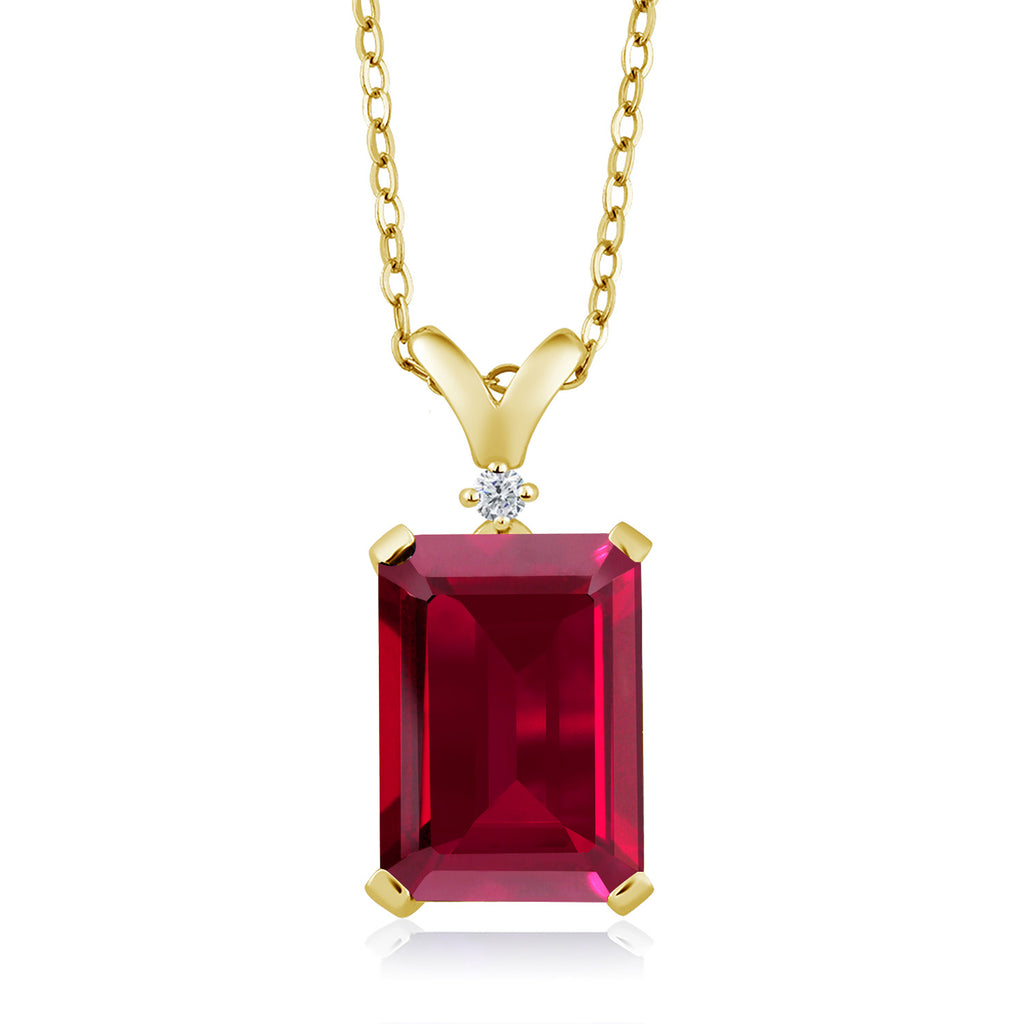 Created Ruby - July_Pendant in 925 Yellow Gold Plated Silver