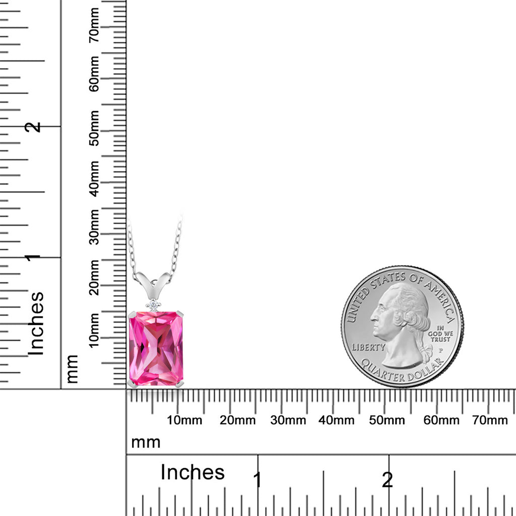 Created Sapphire and Diamond_Pendant in 925 Rose Gold Plated Silver