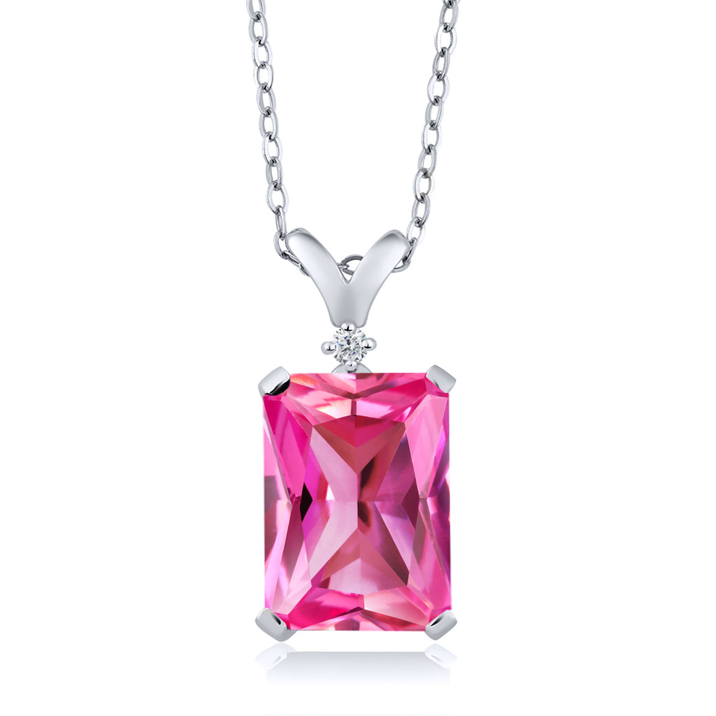 Pink Created Sapphire_Pendant in 925 Sterling Silver