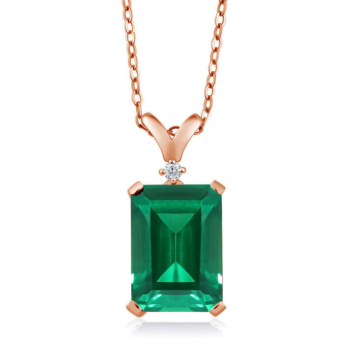 Nano Emerald - May_Pendant in 925 Rose Gold Plated Silver
